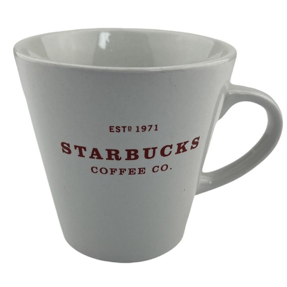 2008 Starbucks‎ Coffee Co. 8 oz White Flared Mug Red Established 1971